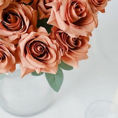 TERRACOTTA 2 Bushes 17″ Silk Roses Artificial FLOWERS Bouquets Party Decorations