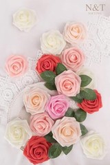 Artificial Flowers Real Looking Artificial Roses with Stems 25pcs Series Red