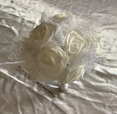 rose and lace flowers small bridal bouquet..you pick colors
