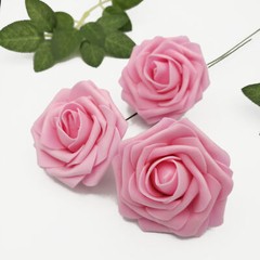 US Ship 25pcs Artificial Foam Rose Flower with Stem Decoration for Wedding Party