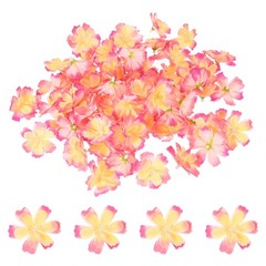 100Pcs Fake Silk Flower Heads, Artificial Cherry Blossom Wedding, Yellow/Pink