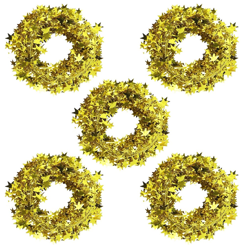 5 Rolls 130 Ft Gold Tinsel Stars Brace Star 26 Foot (Pack of 2),
