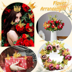 Gold Crowns for Flower Bouquets, Flower Bouquet Accessories Including 4 Pcs Bouq