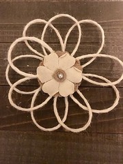Handmade White Jute Burlap Pearl Loop Daisy Flower Wedding Bridal Cake Baby DIY
