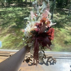 Bridal Wedding Bouquet Hand made Budget Friendly Faux Flowers White Pink Green