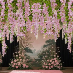 GhuaH 2 Pcs Wisteria Garland Artificial Flowers Hanging 5.9 ft, Pink