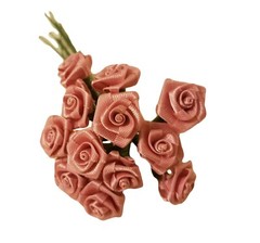 Lot of 144 pcs Pink Satin Ribbon Roses Flowers 12mm 1/2″ 1/2 Inch on Wire Stem