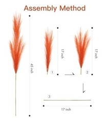 9 Pcs 45″ Tall Pampas Grass Orange Decor, Long Stem 9 Pcs 45″ Orange Style