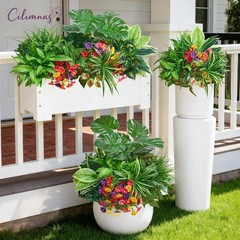 Artificial Plants Outdoor,18PCS UV Resistant Fake Greenery&Flowers with Stems…