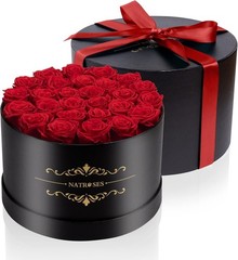 NATROSES Gifts for Her 27 Piece Forever Preserved Roses in a 27 Roses, Red