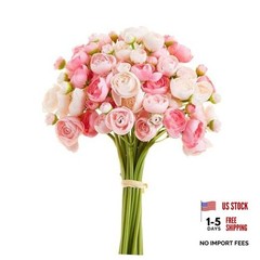 Ranunculus Artificial Flower Faux Silk Mini Peony Flowers Fake Peonies Pink
