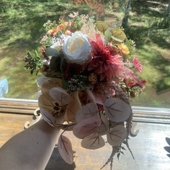 Bridal Wedding Large Bouquet Budget Friendly Faux Flowers White Pink Purple