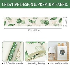 Tropical Palm Leaves Monstera Table Runner 13×90 Inch Summer Green Plant