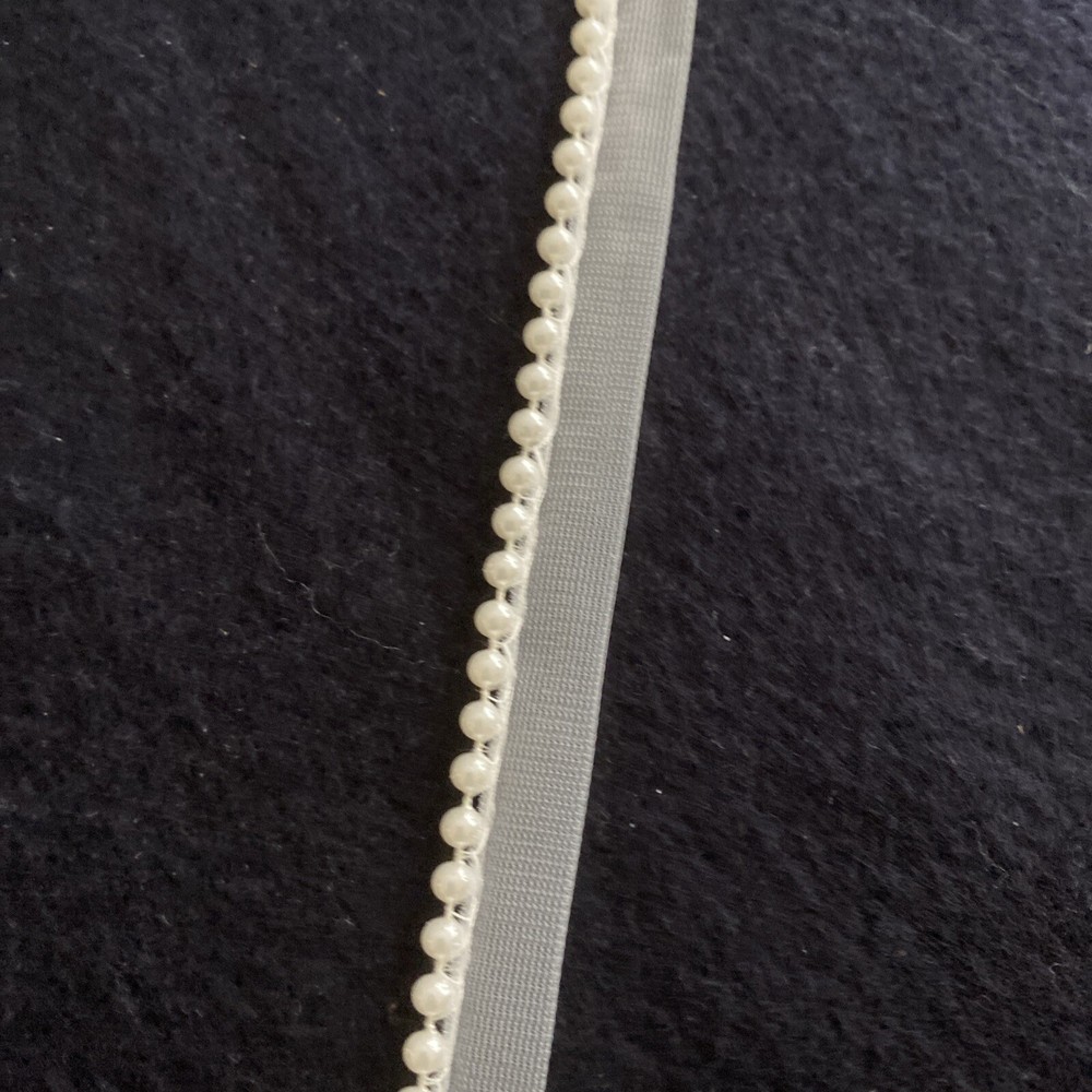 WHITE BRIDAL TRIM PEARLS ON DOUBLE TULLE SOLD BY YARD BD 13