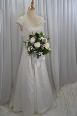Woodsy Winter White Faux Silk Wedding Bouquet