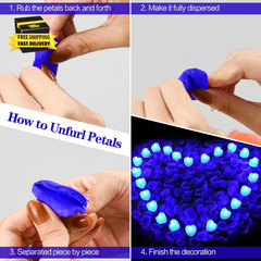 1000Pcs Blue Artificial Rose Petals with 12Pcs Blue LED Tea Lights Kit, for Déco