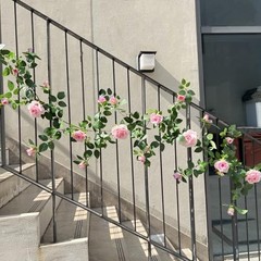5.9FT Bendable Rose Flower Garlands, Artificial Silk Wild Roses Vine 1 Pink