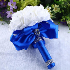 Elegant Bridal Bridesmaid Flower Wedding Bouquet Artificial Flower Rose Ribbon