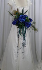 Peacock Blue Beautiful Faux Silk Wedding Bouquet
