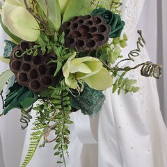 Woodland and Jade Crystal Faux Silk Wedding Bouquet