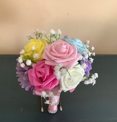 Set of 2 multi color rose and baby’s breath wedding bouquets