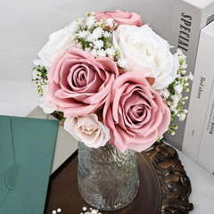 6Pc Bridesmaid Bouquets Artificial Silk Flowers Dusty Pink White Wedding Decor