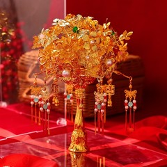 Gold Plated Bridal Hand Bouquet Chinese Wedding Flower Holder Accessory