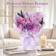 Preserved Bouquet of Flowers – 3 Roses & for Purple