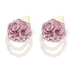 2 Pcs Rose Bridesmaid Wrist Flower Artificial Bride Wrist Purple