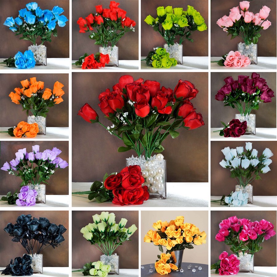 168 Silk BUDS ROSES Wedding FLOWERS Bouquets Wholesale Supply for Centerpieces