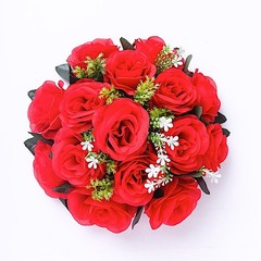 RED 2 Bouquets 10″ Silk Roses Artificial FLOWER BALLS Party Events Decorations