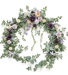 Ling’s moment 9FT Eucalyptus and Willow Leaf Garland with White Flower,…