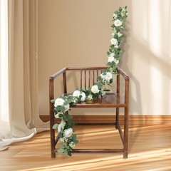MAKHOT 2Pack White 6.6 Ft Eucalyptus Garland with Lovely Faux Rose Flowers, A…
