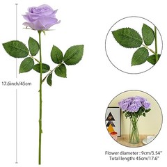 12pcs Roses Artificial Flowers Fake Roses Silk Flowers Roses Light Lavender