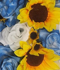 Dusty Blue White Rose Sunflower Bridal Wedding Bouquet Accessories