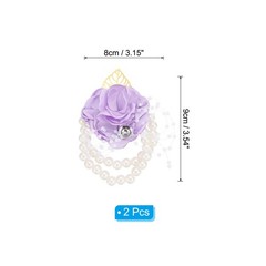 2 Pcs Rose Bridesmaid Wrist Flower Artificial Bride Wrist Light Purple