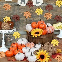 DearHouse 80Pcs Artificial Pumpkins Maple Harvest Fall Decoration, Assorted