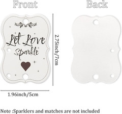 100PCS Rustic Favors Sparkler Tags for Weddings Match Holder & Striker Let Love