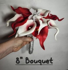 Red White Calla Lily Bridal Wedding Bouquet Accessories