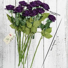 12 Stems Artificial Flowers Real Touch Silk Roses for Mysterious Purple