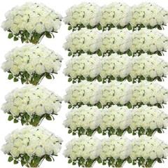 500 Pcs Artificial Silk Roses Flowers with Long Stem Bridal Wedding White