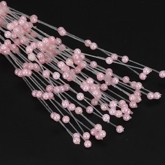 60Pcs 4mm Pearl String Bouquet Pearl Stick Stems Bouquets Garland Spray Pink