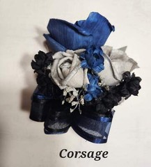 Navy Blue Black Silver Theme Wedding Bouquet Accessories