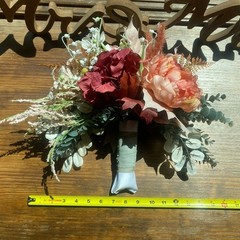 Bridal Wedding Bouquet Hand made Budget Friendly Faux Flowers Red Orange Fall