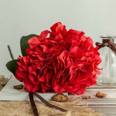 Red 5 Silk Hydrangea Bushes Wedding Flowers Bouquets Party Centerpieces SALE