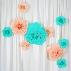 4 pcs 16″ White Artificial Large Roses Flowers Wall Backdrop Party Wedding