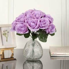 LAVENDER 12″ tall Velvet Roses ARTIFICIAL FLOWERS Bouquet Party Decorations