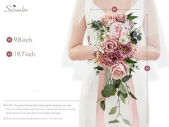 9.8 Inch Wedding Bouquets for Bride Bridesmaid, Dusty Pink A Athens Dusty Pink