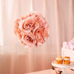 2 DUSTY ROSE 7″ Silk Roses Flowers Kissing Balls Wedding Events Centerpieces