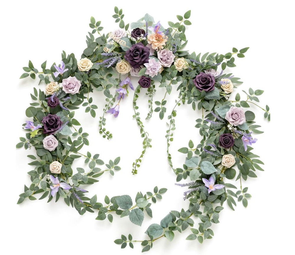 Lings moment 9FT Eucalyptus and Willow Leaf Garland Centerpiece for Wedding